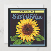 Vintage Fruit Crate Label Art Orangedale Sunflower