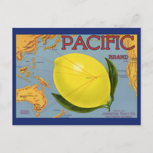 Vintage Fruit Crate Label Art Pacific Lemon Citrus Postcard