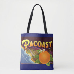 Vintage Fruit Crate Label Art, Pacoast Oranges Tote Bag
