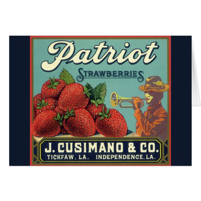 Vintage Fruit Crate Label Art Patriot Strawberries (Front Horizontal)
