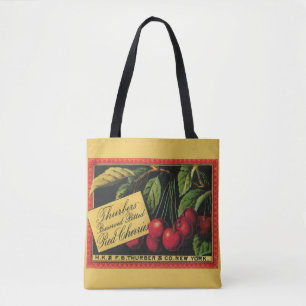 Vintage Fruit Crate Label Art, Thurber Cherries Tote Bag