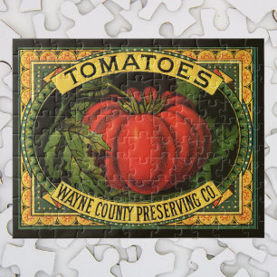 Vintage Fruit Crate Label Art, Wayne Co Tomatoes Jigsaw Puzzle
