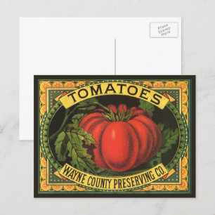 Vintage Fruit Crate Label Art, Wayne Co Tomatoes Postcard
