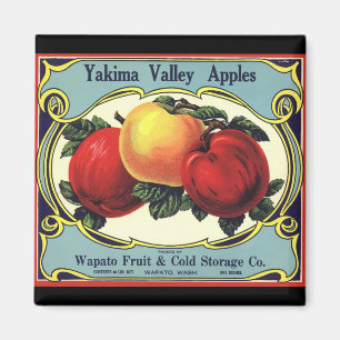 Vintage Fruit Crate Label Art Yakima Valley Apples Magnet