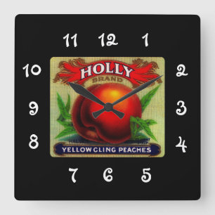 Vintage Fruit Crate Label Holly - wall clock