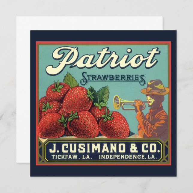 Vintage Fruit Crate Label Strawberries Invitation (Front/Back)