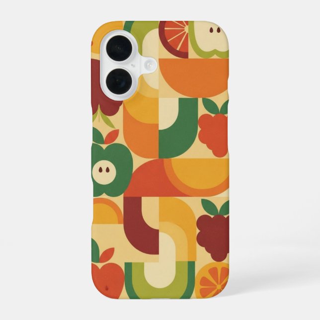 Vintage Fruit Curve iPhone 16 Case (Back)