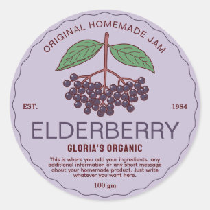 Vintage Fruit Elderberry Jam Homemade Product Classic Round Sticker