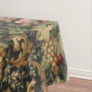Vintage Fruit Flowers & Grapes Pattern Tablecloth
