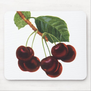 Vintage Fruit Foods, Ripe Cherries from a Tree Mouse Pad
