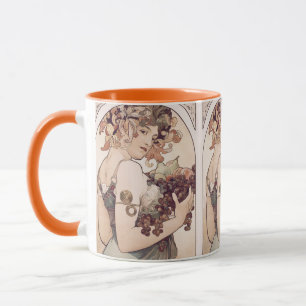 Vintage Fruit Girl by Alphonse Mucha Mug