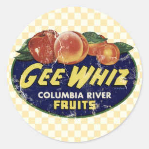 Vintage Fruit Label Peaches, Funny Gee Whiz