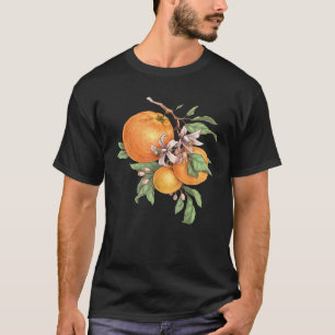 Vintage Fruit Orange Flower Cottagecore Botanical T-Shirt