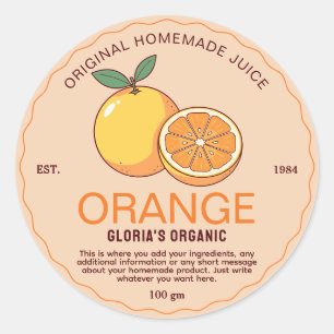 Vintage Fruit Orange Juice Homemade Product Classic Round Sticker