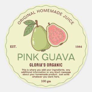 Vintage Fruit Pink Guava Juice Homemade Product Classic Round Sticker