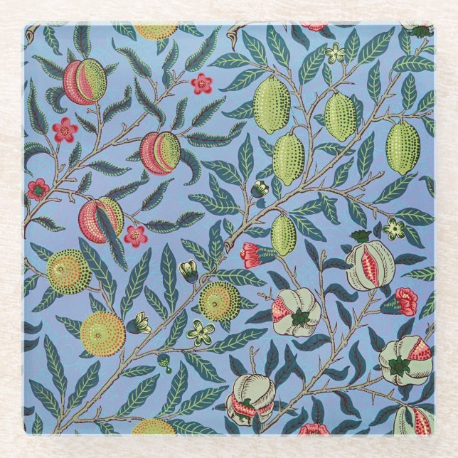 Vintage Fruit Pomegranate Ornament Illustration Glass Coaster (Front)