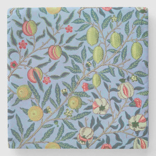 Vintage Fruit Pomegranate Ornament Lithograph Stone Coaster