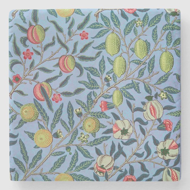 Vintage Fruit Pomegranate Ornament Lithograph Stone Coaster (Front)