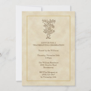 Vintage fruit tree Thanksgiving fall invitation