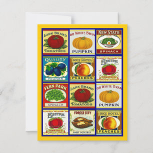 Vintage Fruit Veggie Labels Blank Party Invitation