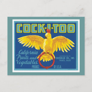 Vintage Fruits and Vegetables Food Product Label Postcard