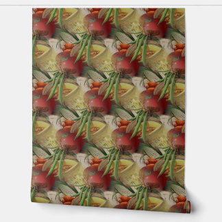 Vintage Fruits and Vegetables Kitchen Pattern  Wallpaper