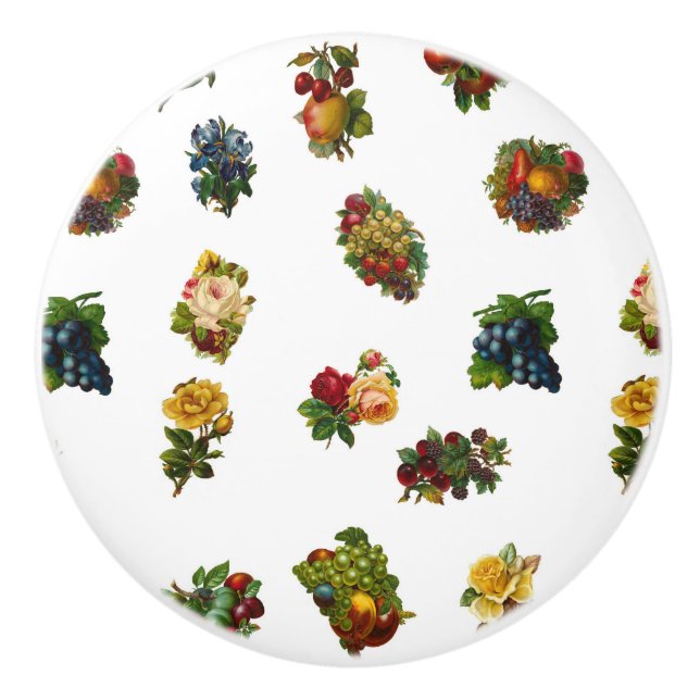 Vintage Fruits & Flowers Ceramic Knob (Front)