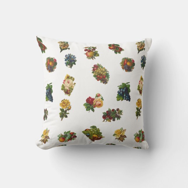 Vintage Fruits & Flowers Cushion (Front)