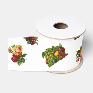Vintage Fruits & Flowers Grosgrain Ribbon