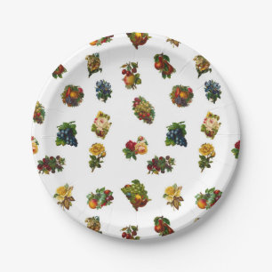 Vintage Fruits & Flowers Paper Plate