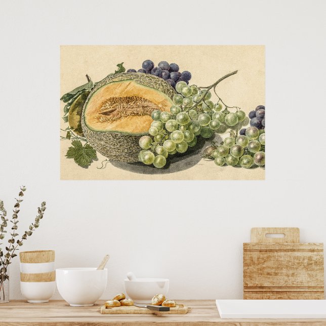 Vintage Fruits Illustration by Michiel van Huysum Poster (Kitchen)
