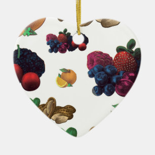 Vintage Fruits Pattern Ceramic Ornament