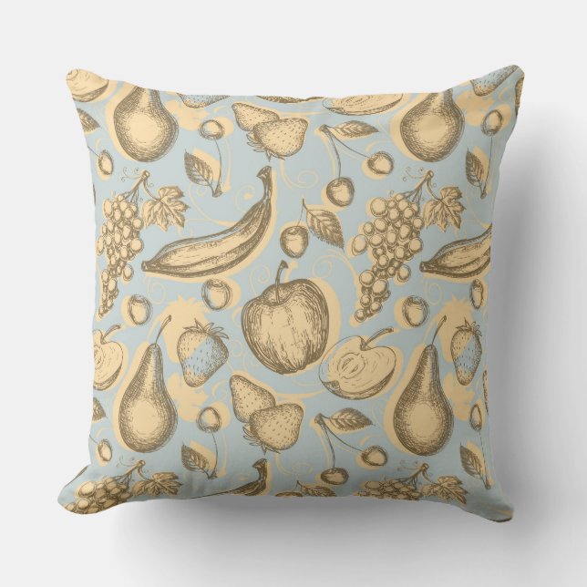 Vintage fruits pattern cushion (Front)