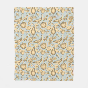 Vintage fruits pattern fleece blanket