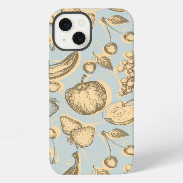 Vintage fruits pattern iPhone case (Back)