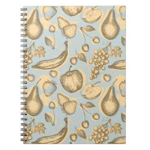 Vintage fruits pattern notebook