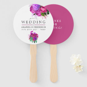 Vintage Fuchsia and Purple Shabby Wedding Favour Hand Fan