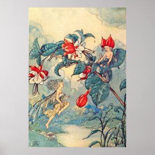 Vintage Fuchsia Fairies Poster