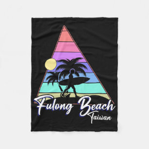 Vintage Fulong Beach Taiwan Surfing Men Women Kids Fleece Blanket