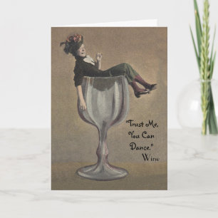 Vintage Fun Birthday Card Lady in Wine Glass Trust