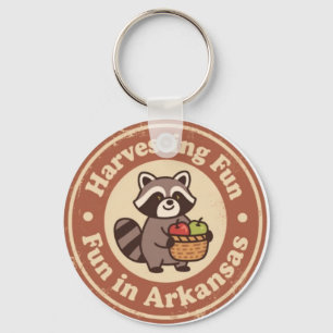 Vintage Fun in Arkansas Racoon Harvesting Key Ring
