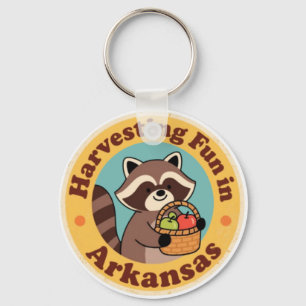 Vintage Fun in Arkansas Racoon Harvesting Key Ring