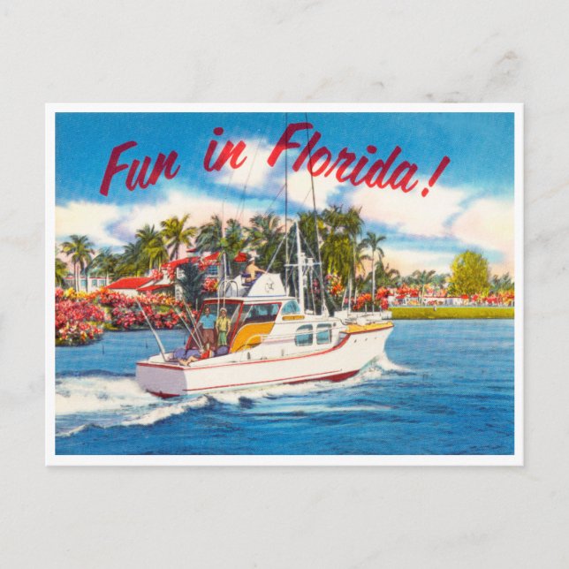 Vintage Fun in Florida Travel Postcard (Front)