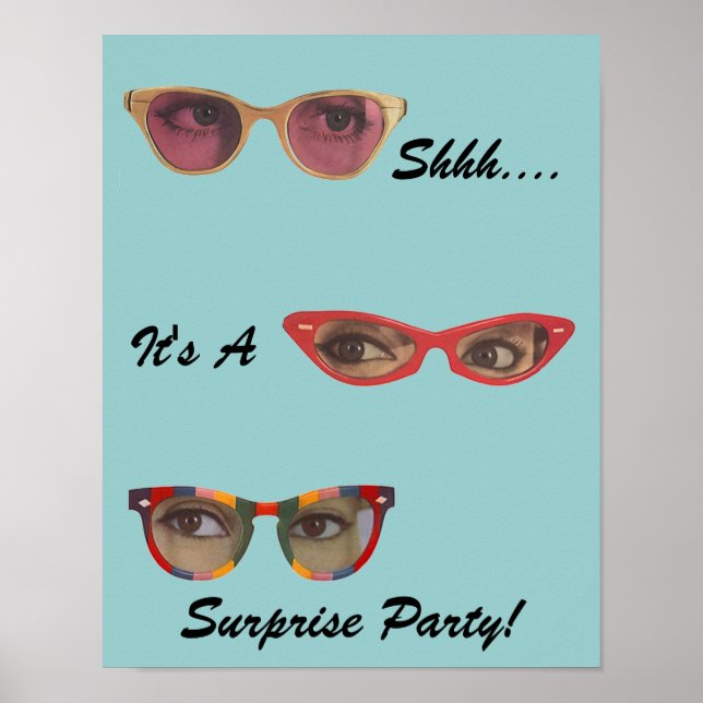 Vintage Fun Retro Discreet Surprise Party Poster (Front)