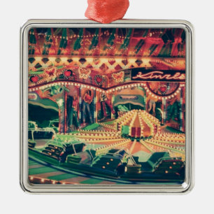 Vintage Funfair at Night Metal Ornament