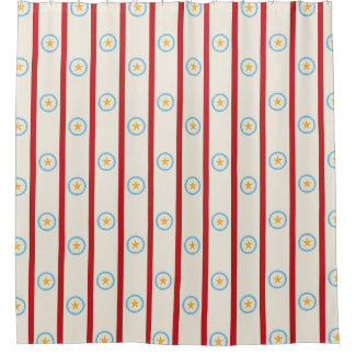Vintage Funhouse Circus Stars & Stripes Pattern Shower Curtain