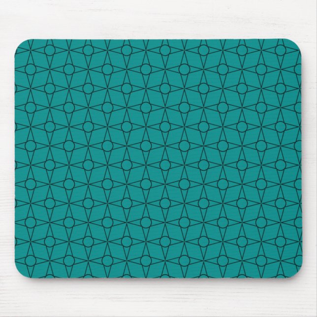 Vintage Funk Geometric Mousepad, Bright Teal Mouse Pad (Front)