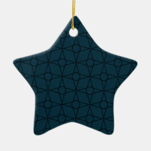 Vintage Funk Star Ornament, Dark Blue Ceramic Tree Decoration