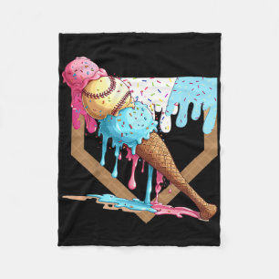 Vintage Funny Baseball Ice Cream Dripping Baseball Fleece Blanket