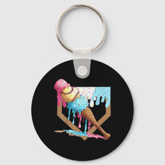 Vintage Funny Baseball Ice Cream Dripping Baseball Key Ring
